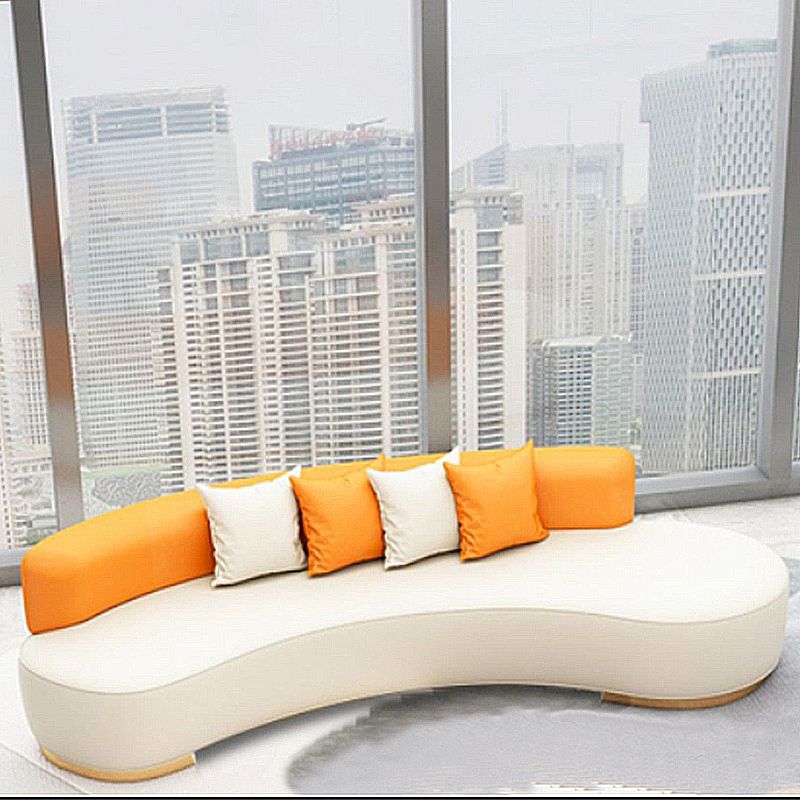 Contemporary Style Curved Sofa  Faux Leather Sofa for Living Room