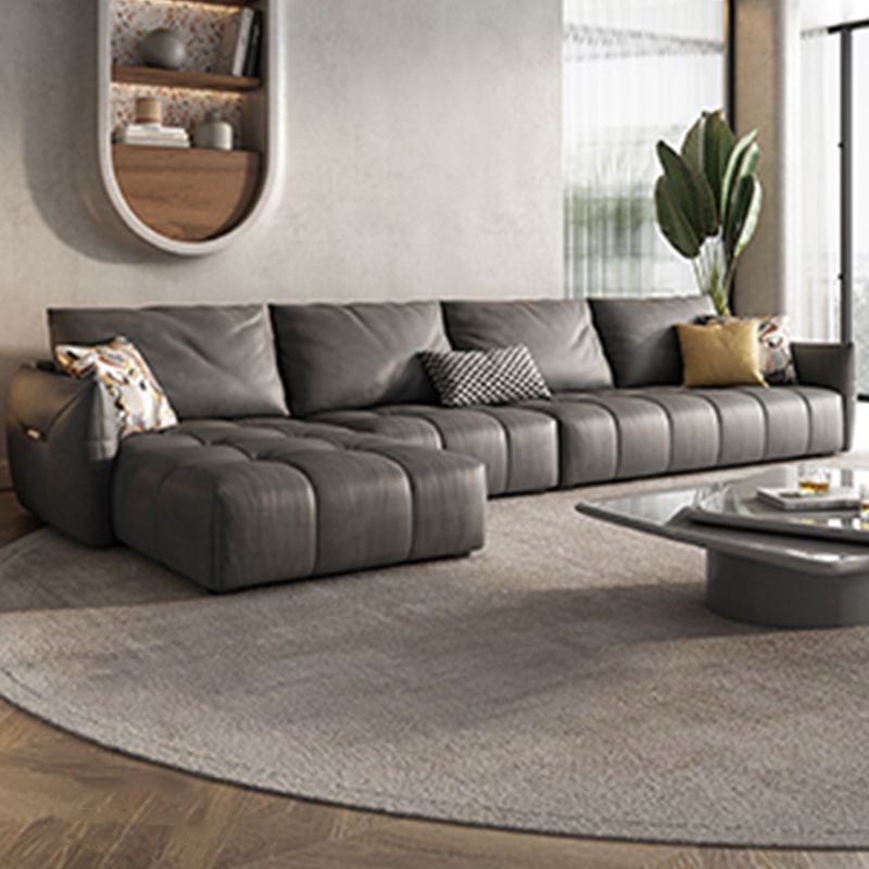 Square Arm Cloud Gray Cushion Back Contemporary Stain-Resistant Sofa
