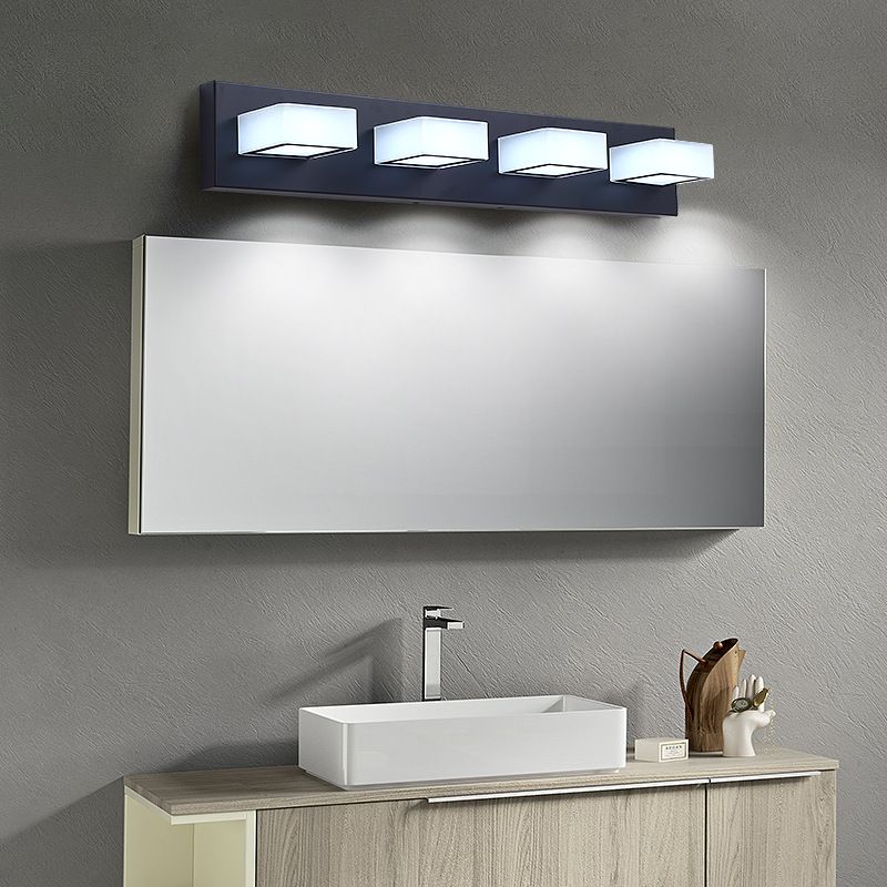 Modern Simple Rectangle Shape Vanity Light with Acrylic Shade for Shower Room