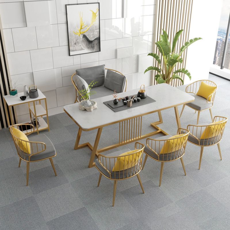 Metal Windsor Back Arm Chairs Upholstered Dining Chairs in Grey