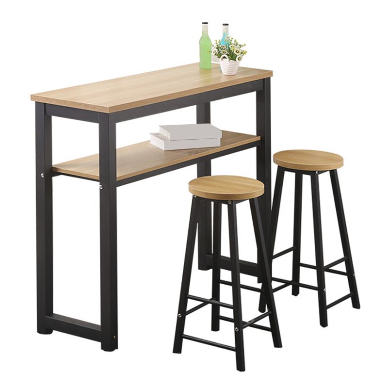 Rectangle Bar Table Contemporary Trestle Pub Table for Indoor and Breakroom
