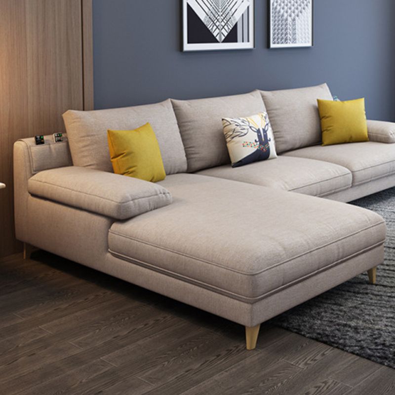 4-seater L-shape Sectional Fabric Pillow Top Arm Sectional with Pillows