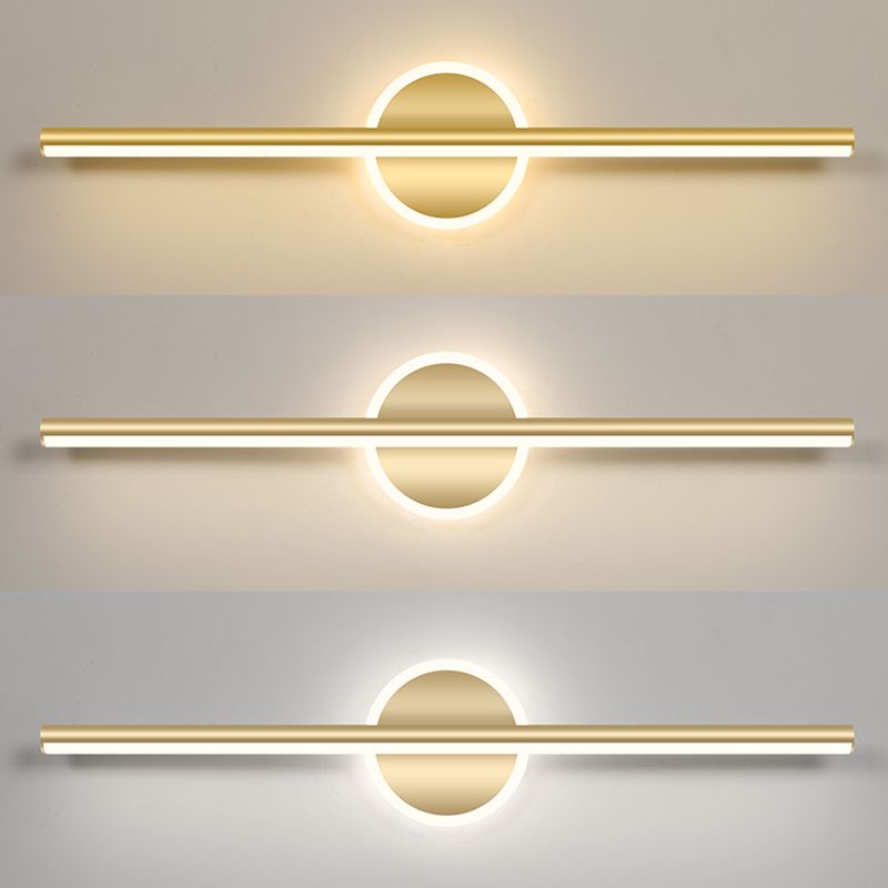 Lampade per vanità per bagno lineare in stile Luxury Mid-secolo Lampadele per vanità in metallo con finitura oro in oro