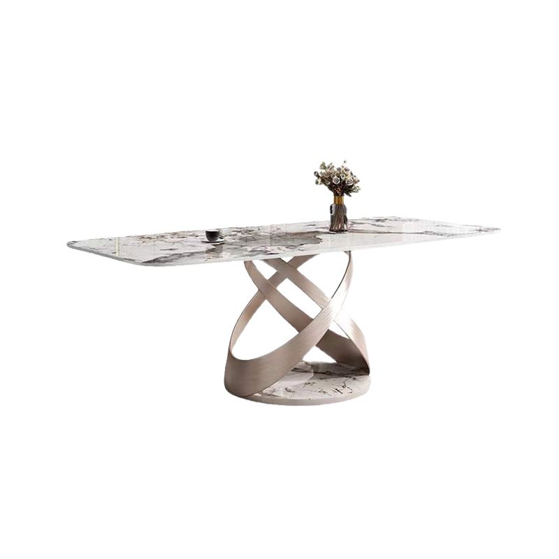 Minimalist 1/4/5/7 Pieces Furniture Stone Rectangle Dining Table Set in White