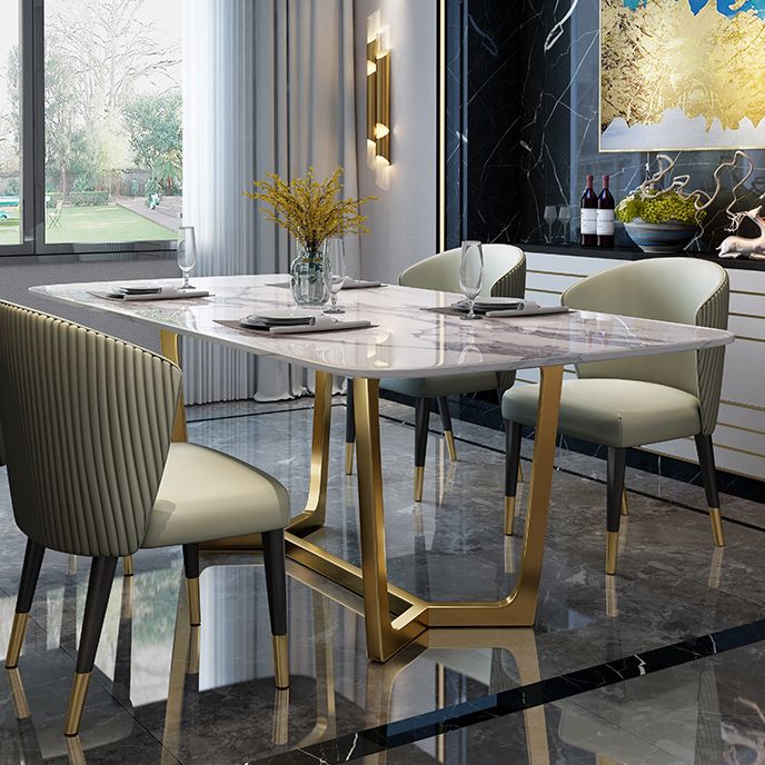 Marmor weißer Ton Esstisch Glamstil Basistisch für Esszimmer