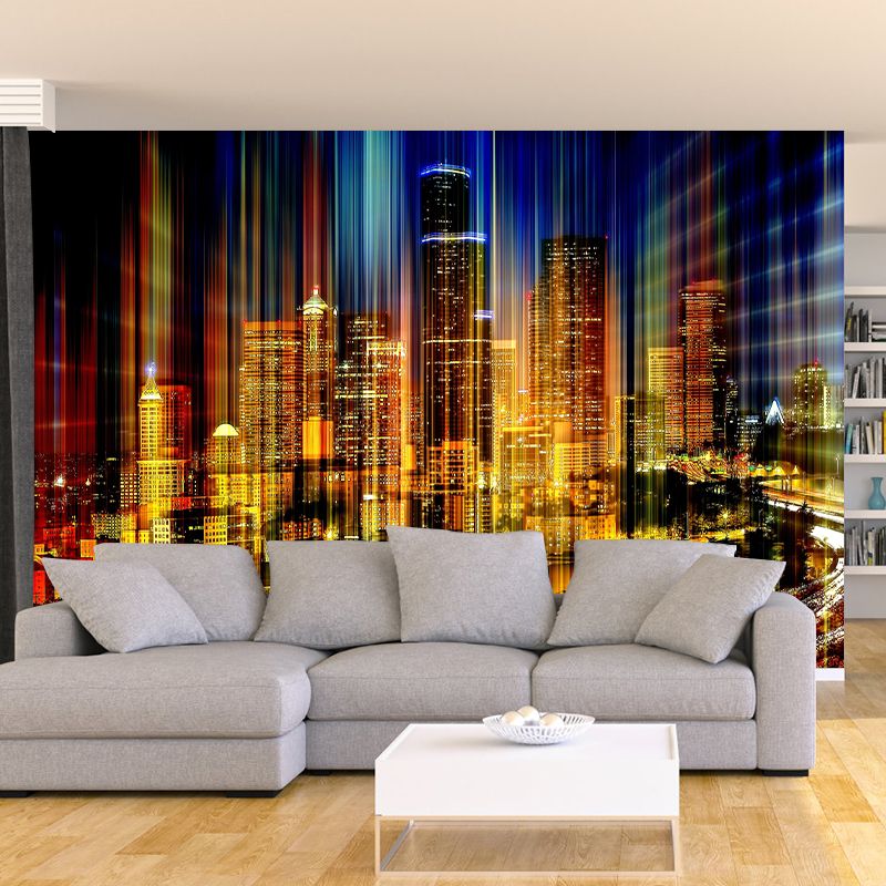 Vibrant Cityscapes Mural Decal Customized Contemporary Wall Covering for Bedroom