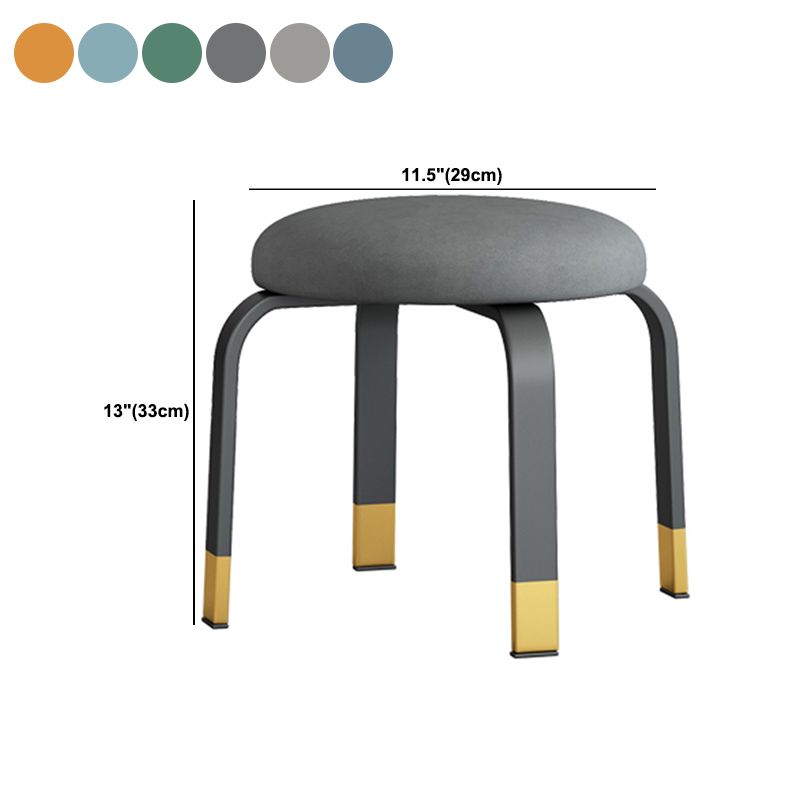 Fabric Round Water Resistant Ottoman Modern Solid Color Metal Frame Ottoman