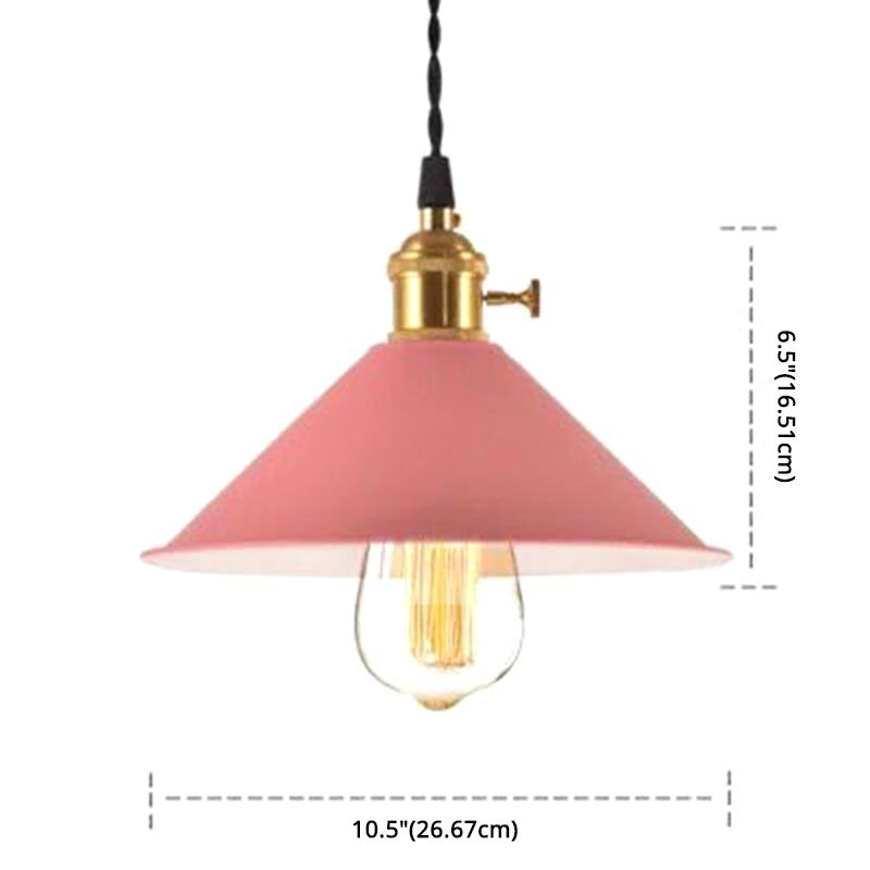 Light ombrello industriale Nordic Light Metal Macarons Colorful Macarons a 1 luci a pendente Accensione