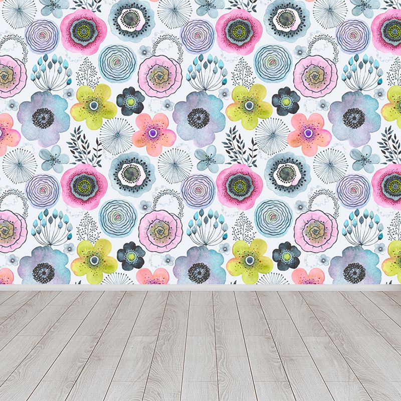 Colorful Flowers Mural Wallpaper Abstract Modern Moisture Resistant Wall Art for Room