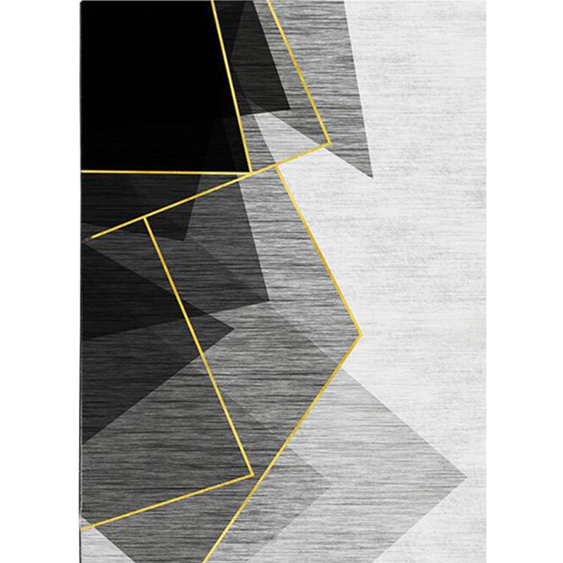 Alfombra de sala de estar moderna alfombra de área de poliéster gris alfombra geométrica resistente al patrón geométrico
