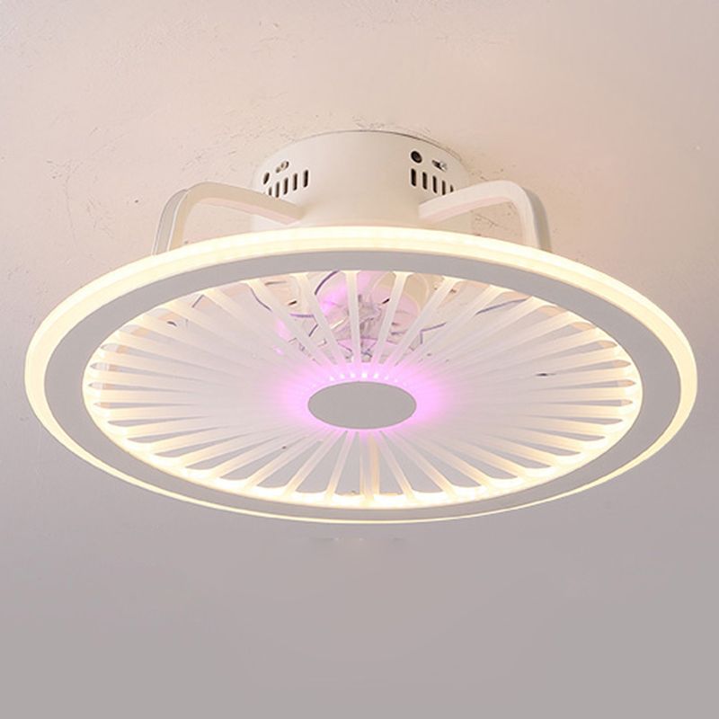 Nordic Style Iron Ceiling Fan Lamp Geometry Circle LED Ceiling Fan Light for Living Room