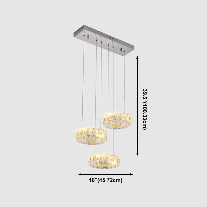 Crystal Circle Hanging Light Contemporary Kitchen Island Lighting for Dining Room