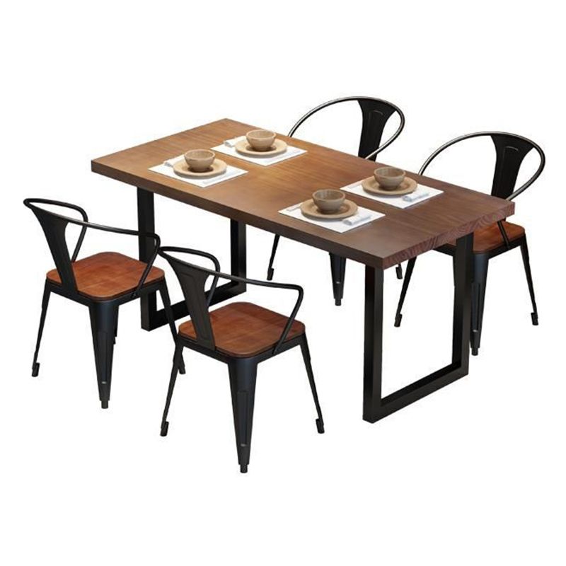 Dining Room Dinner Kitchen Table Solid Wood Black Frame Dining Table
