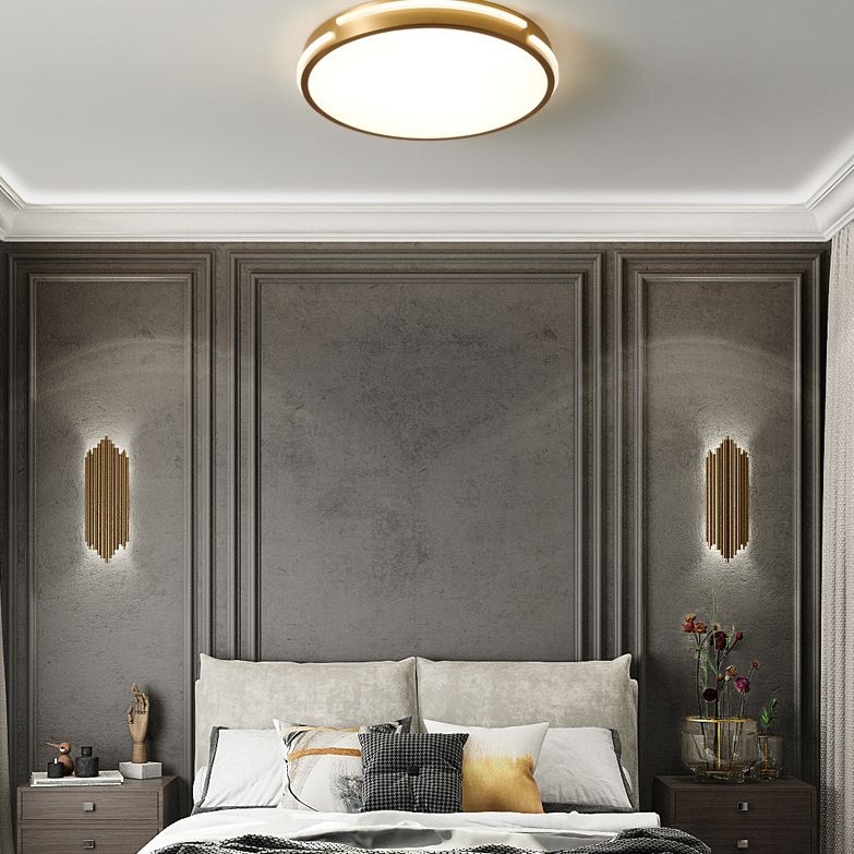 Drum Shape Metalen Plafond Verlichting Moderne Minimalistische Stijl LED Woonkamer Flush Lamp in Goud