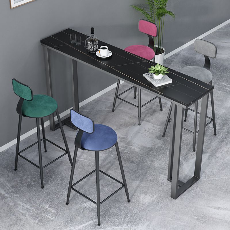 Modern Style Rectangle Bar Table Stone Bar Dining Table with Double Pedestal