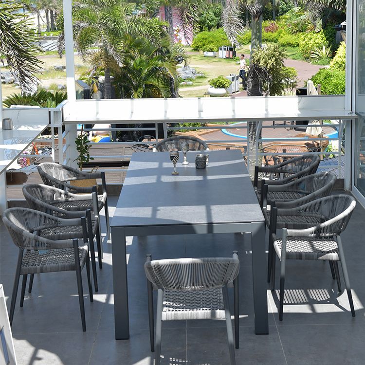 Boho Wicker Dining Set 1/3/5/7 Pcs Light Gray Dining Table Set