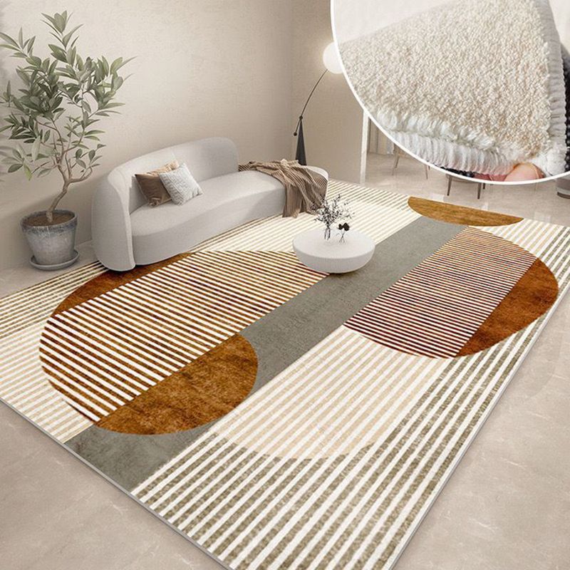 Gray Line Carpet Polyester Simple Carpet Washable Carpet for Drawing Room