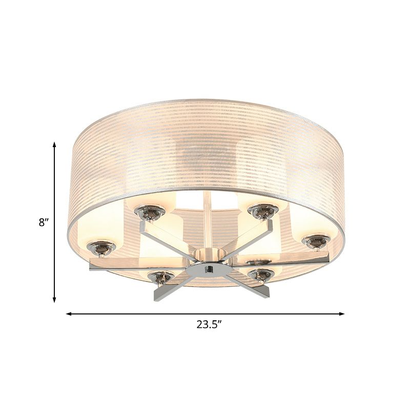 Drum semi-inbouwverlichting Minimalistisch wit glas 6-lichts chroom inbouwlamparmatuur met buiskap