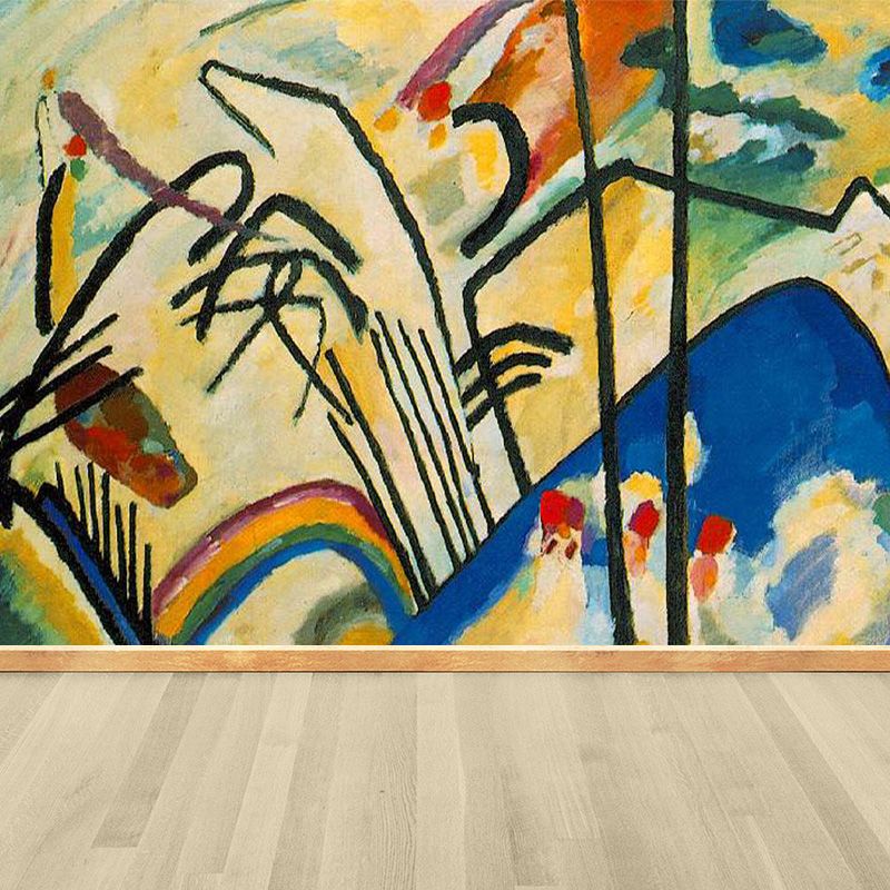 Contemporary Kandinsky Painting Mural Pastel Color Abstract Wall Art for Family Room