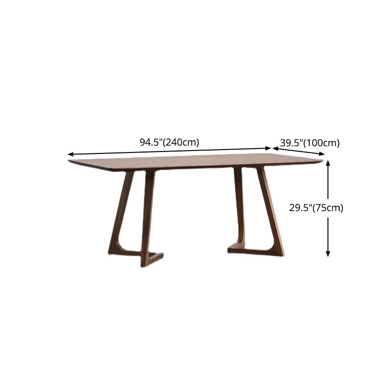 Rectangle Wood Dining Table Pine Solid Wood Table Modern with Double Pedestal Base