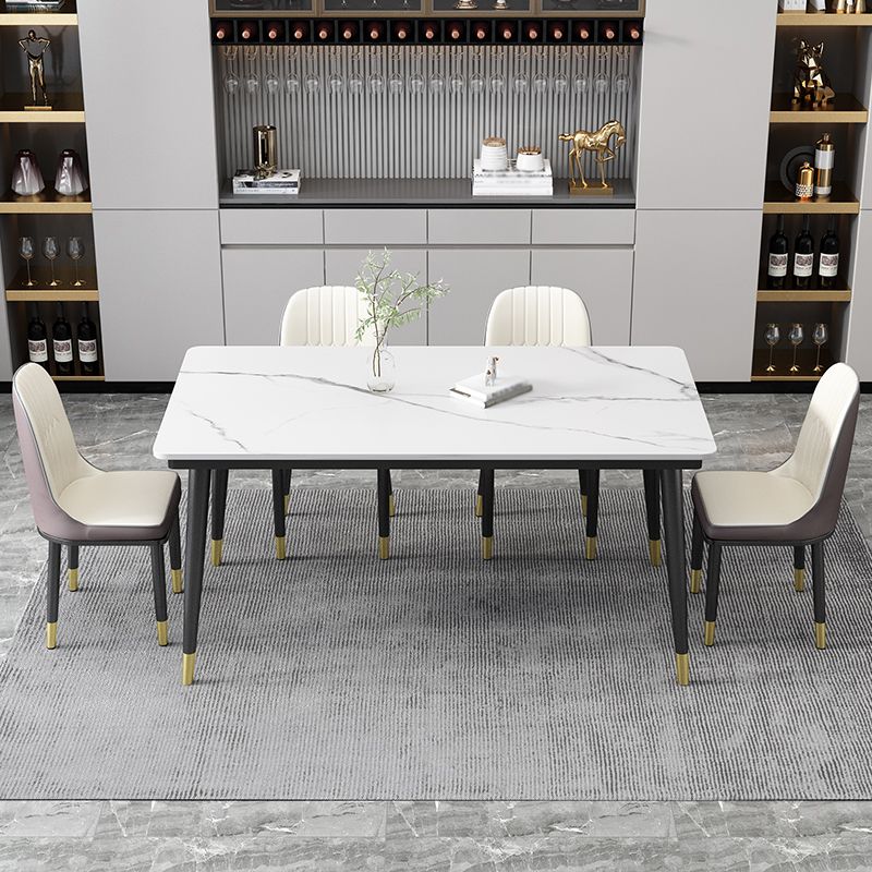 Kitchen Modern Sintered Stone Top Dining Room Furniture Set with 4 Legs Base Dining Set