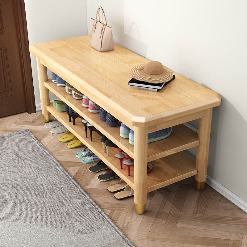 12 inch Width Modern Entryway Bench Wooden Seating Bench with Shelves