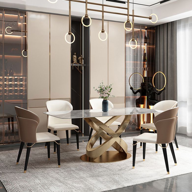 Luxurious Rectangle Dining Set 1/4/5/6/7 Pieces Sintered Stone Top Table Set