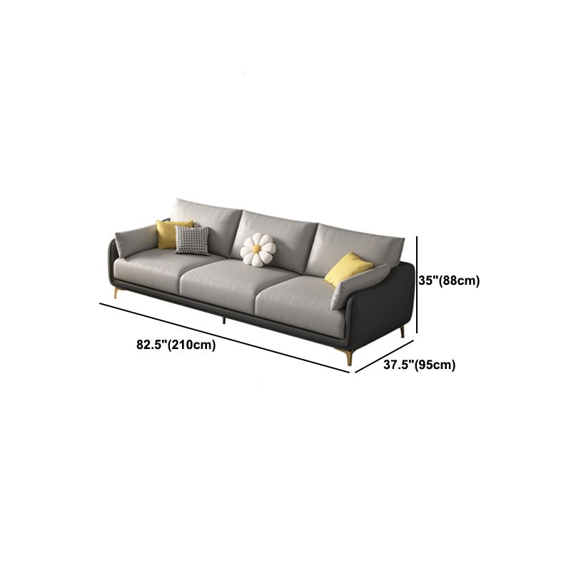 Contemporary Sloped Arm Faux Leather Stain Resistant Sofa Couch