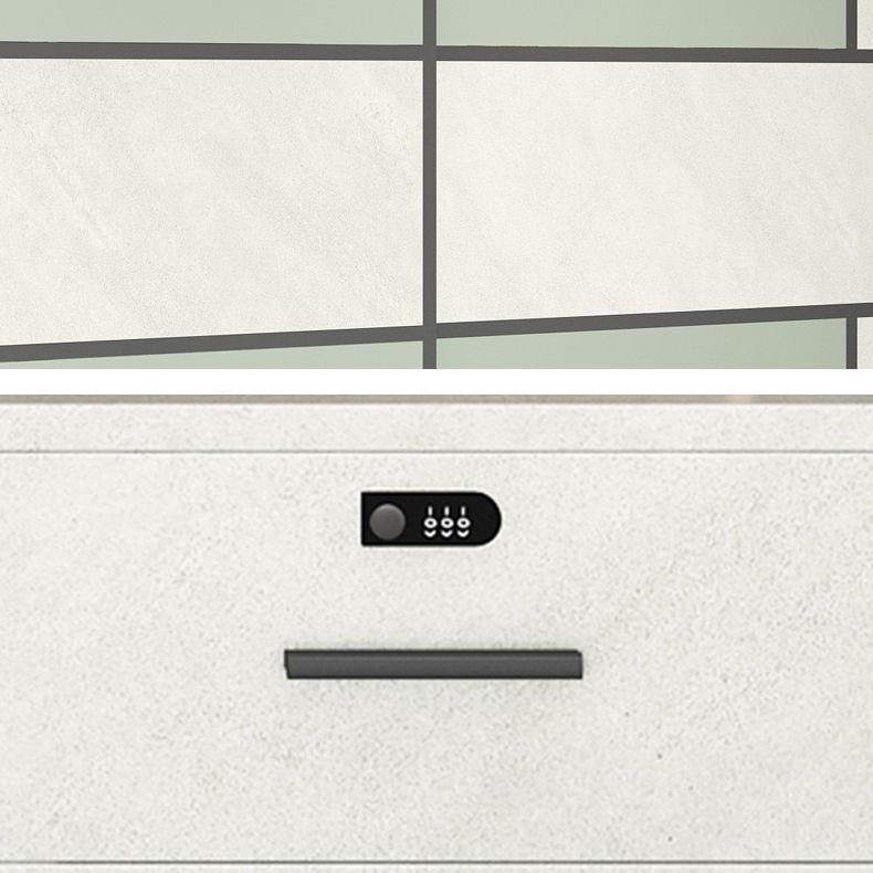 Green and White Bedroom Storage Cabinet Modern Sliding Door Cabinet with Drawers