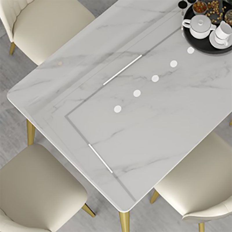 Nordic 1/5/6/7 Pieces Dining Set Sintered Stone Dining Table with Leather Chairs