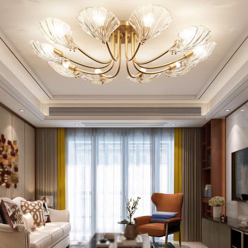 Nordic Style Ceiling Light Shell Shape Ceiling Lamp with Glass Shade for Bedroom