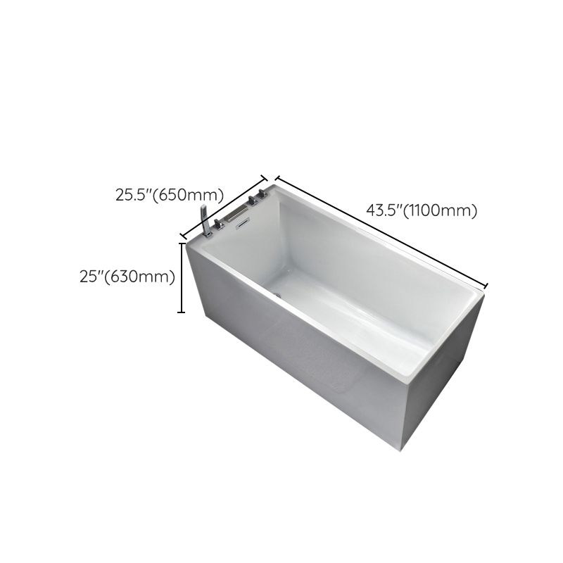 Back to Wall Acrylic Bathtub Stand Alone White Rectangular Bath