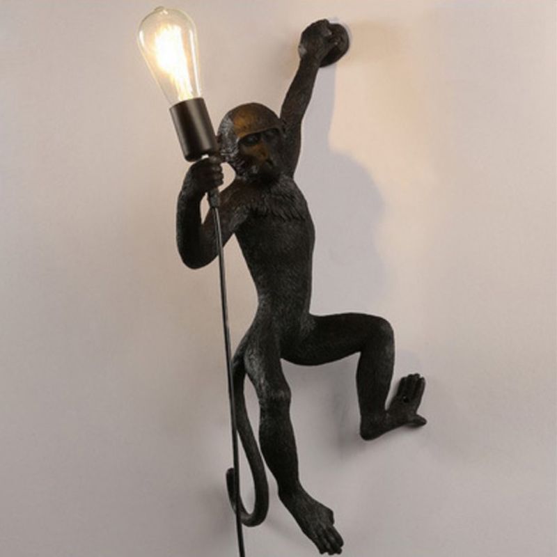 Art Deco Monkey Lámpara montada en la pared Resina 1 Cabez
