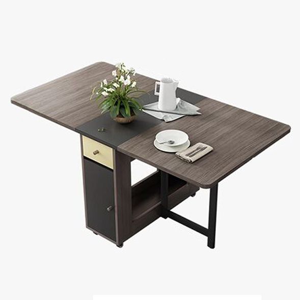 Mesa de madera plegable en la mesa rectangular moderna medieval gris con base de caballete de almacenamiento