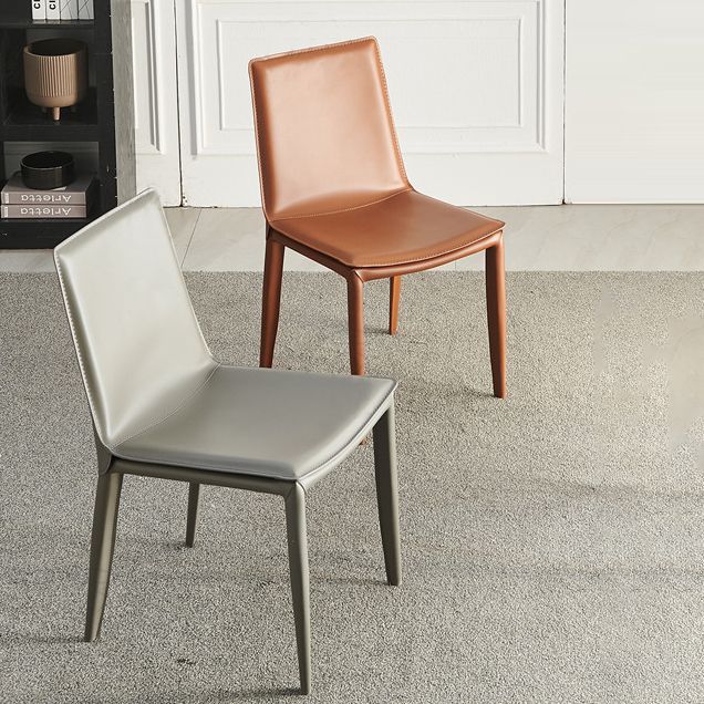 Contemporary Armless Dining Chairs Faux Leather Dining Chair