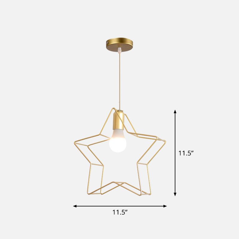 Metal Wire Cage Hanging Lamp Nordic Style Single Dining Room Ceiling Pendant Light in Gold