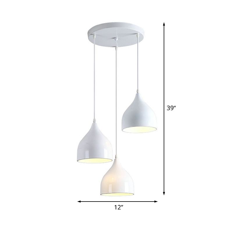 Onion Multi Light Pendant Modern Metallic 3 Lights White Finish Hanging Ceiling Lamp