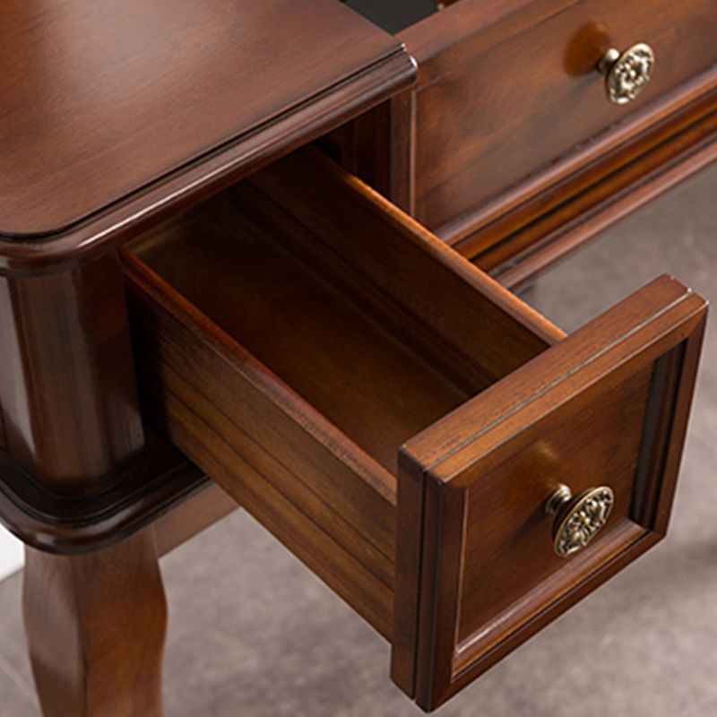 Traditional Flip-Top Vanity Dressing Table Wooden Makeup Vanity Set