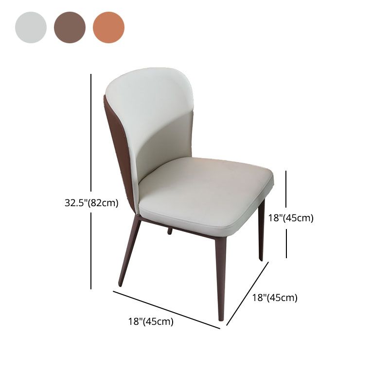 Contemporary Restaurant Leather Side Chair Brown Leg Wingback Dining Chair