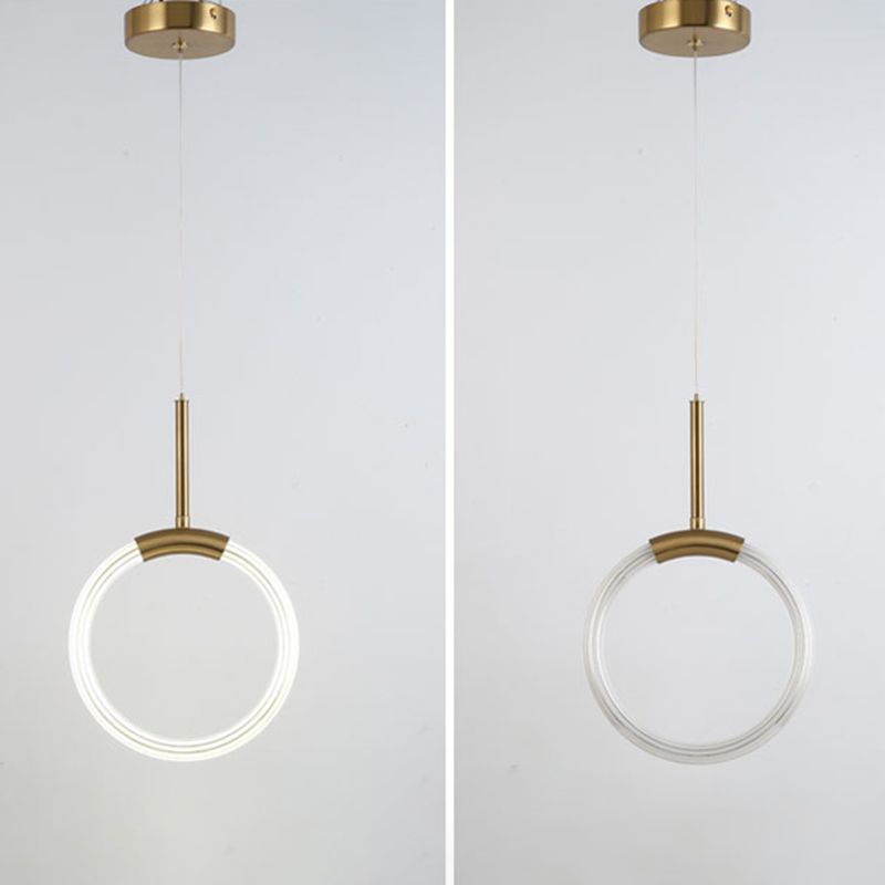 Modern Gold Pendant Light Metal Geometric Hanging Pendant for Living Room