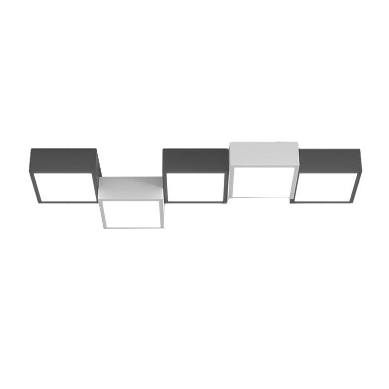 Black and White Ceiling Flush Geometric Iron Flush Mount Lighting