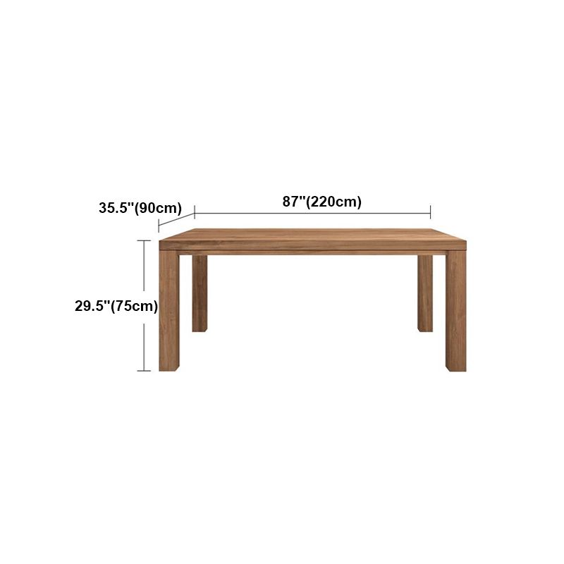 Solid Wood Contemporary Rectangular Dining Table Pine Wood Top Indoor Table with 4 Legs
