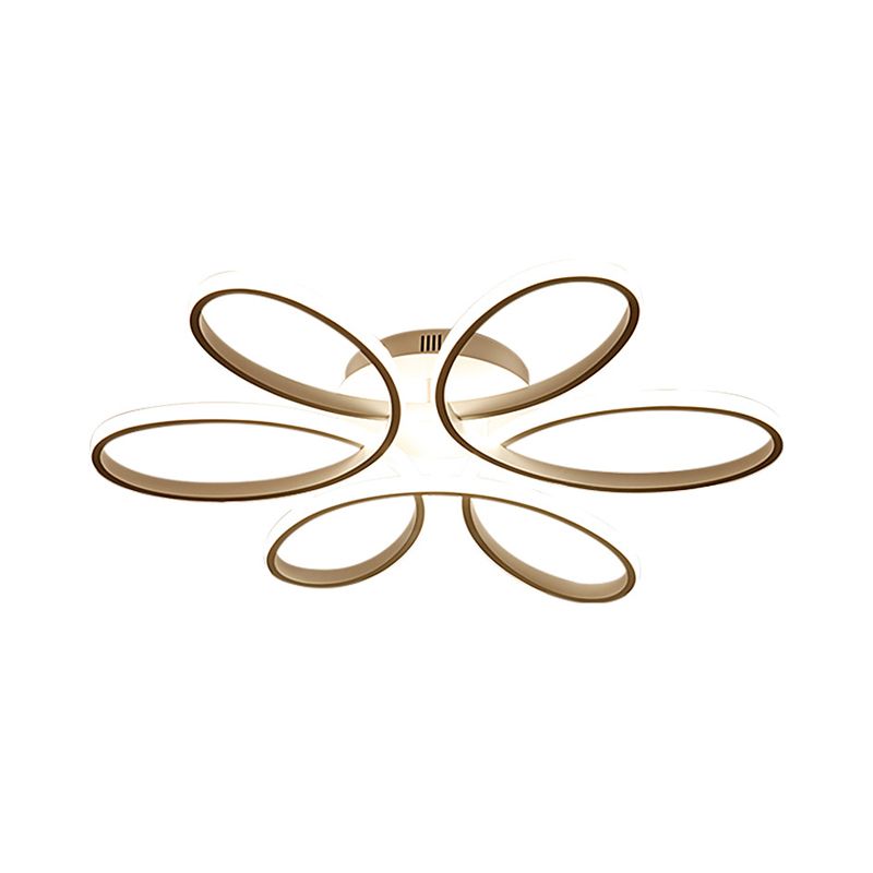 23 "/29" W Minimalistische Bloem Gevormd Flushmount Acryl Woonkamer LED Semi Flush Mount Plafond Licht in Wit