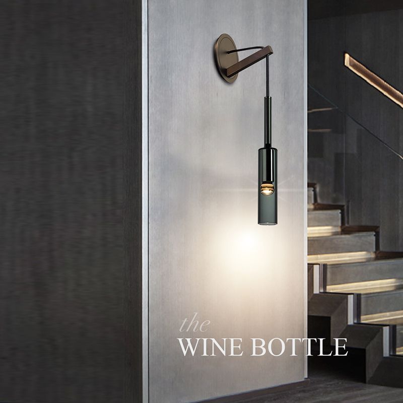 Contemporary Glass Wall Sconce 1 Head Long Cylinder Wall Mounted Light for Living Room