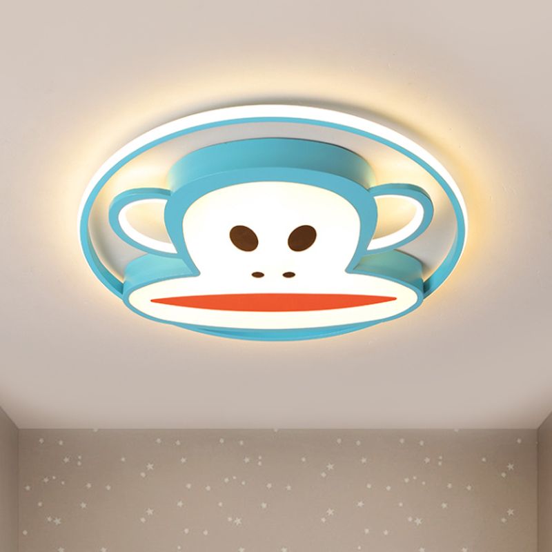 Monkey acrylique encastré éclairage Cartoon rose / bleu finition LED encastré plafonnier luminaire chambre à coucher pour enfants