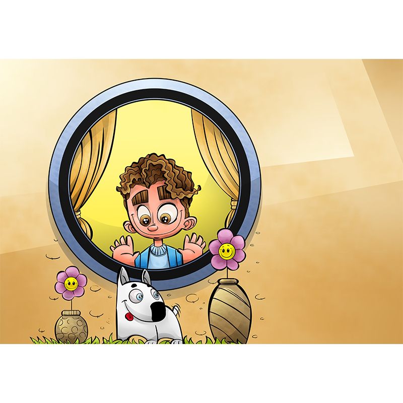 Illustration Mural Wallpaper Cartoon Characters Sitting Room Wall Mural