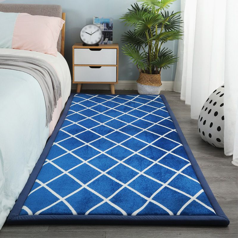 Contemporary Bedroom Rug Multi Color Solid Area Carpet Polyster Pet Friendly Anti-Slip Backing Rug