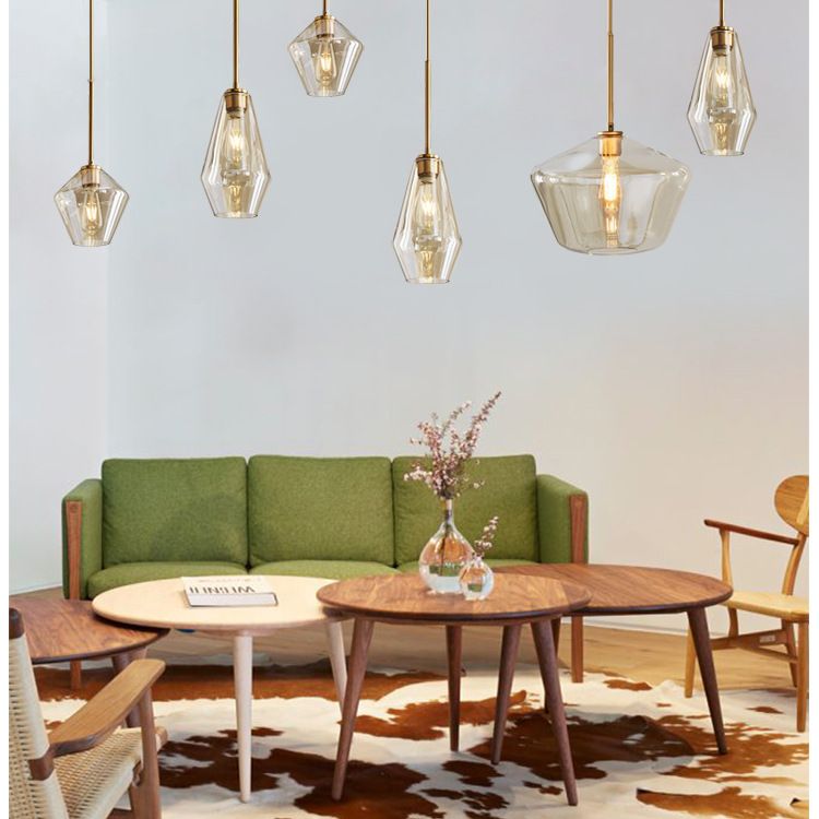 Minimalismo appiccicoso soffitto a coppa a forma di illuminazione a sospensione con tonalità di vetro