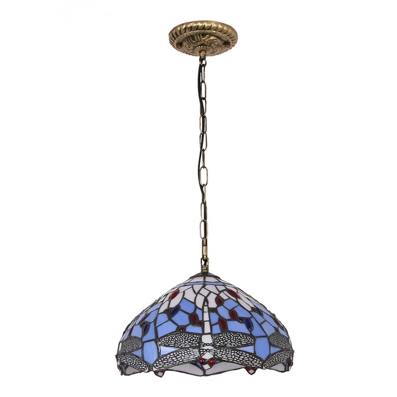 Tiffany Handcrafted Stained Glass Hanging Lamp Dragonfly Hanging Pendant Light