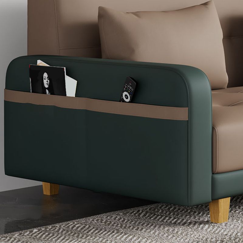 30.7" H Faux Leather Square Arm Tufted Sofa Bed For Living Room